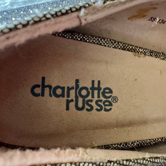 Charlotte Russe  Gold Glitter Peep Toes Platform High Heel Shoes  Size 8 - Picture 6 of 16